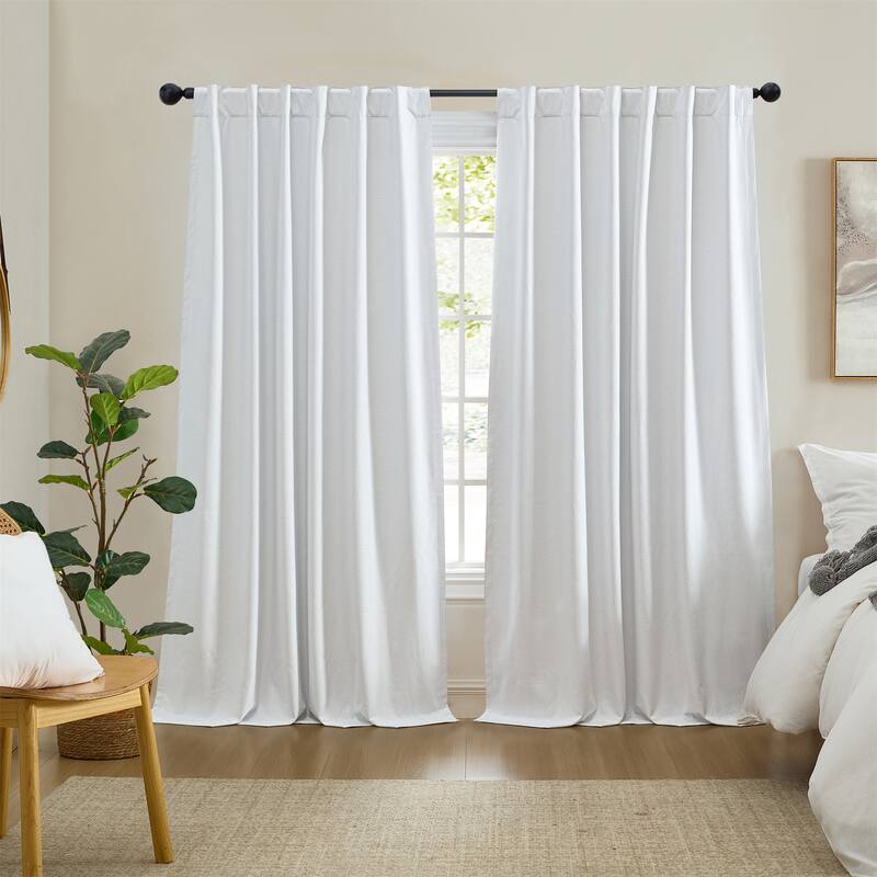 Solace Max-Blackout Solid Texture Window Curtain Panel - 52x84 - White
