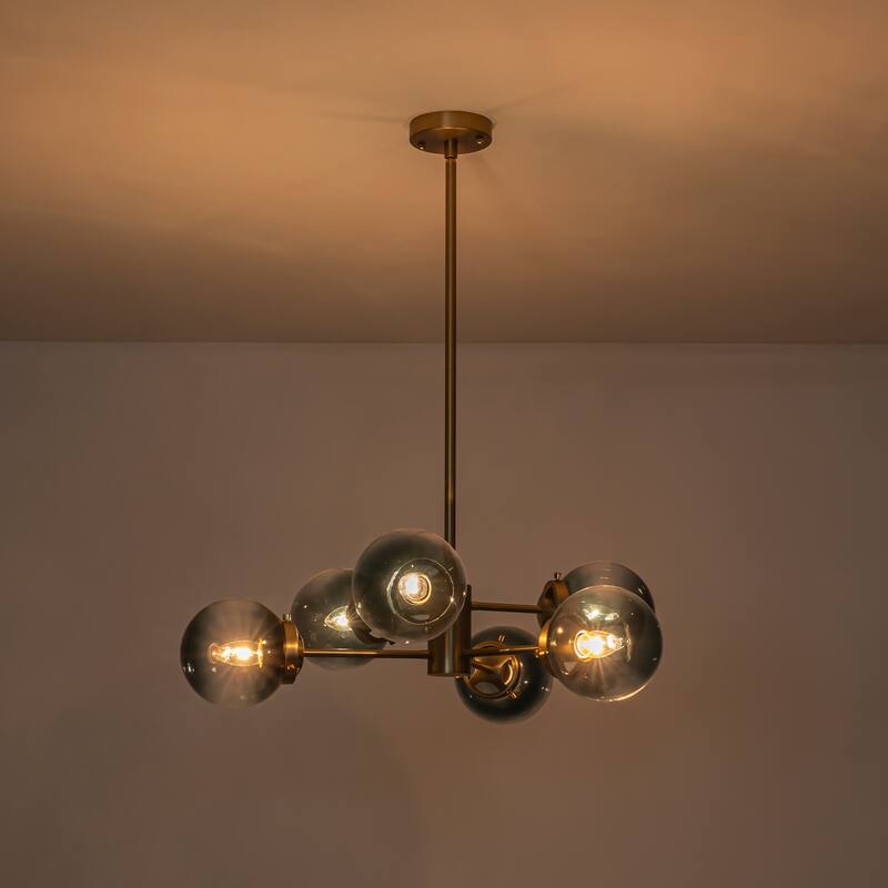 4/6-Light Modern Sputnik Globe Cluster Glass Chandelier for Dining Room