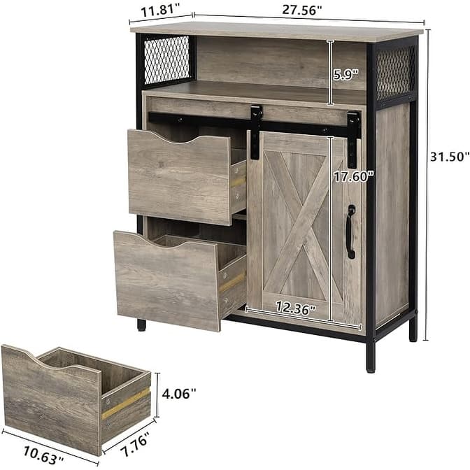 Bathroom Freestanding Floor Storage Cabinet,Farmhouse Bathroom Sliding Barn Door