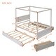 preview thumbnail 8 of 12, Full Size Wooden Canopy Bed with Trundle and Storage Drawers