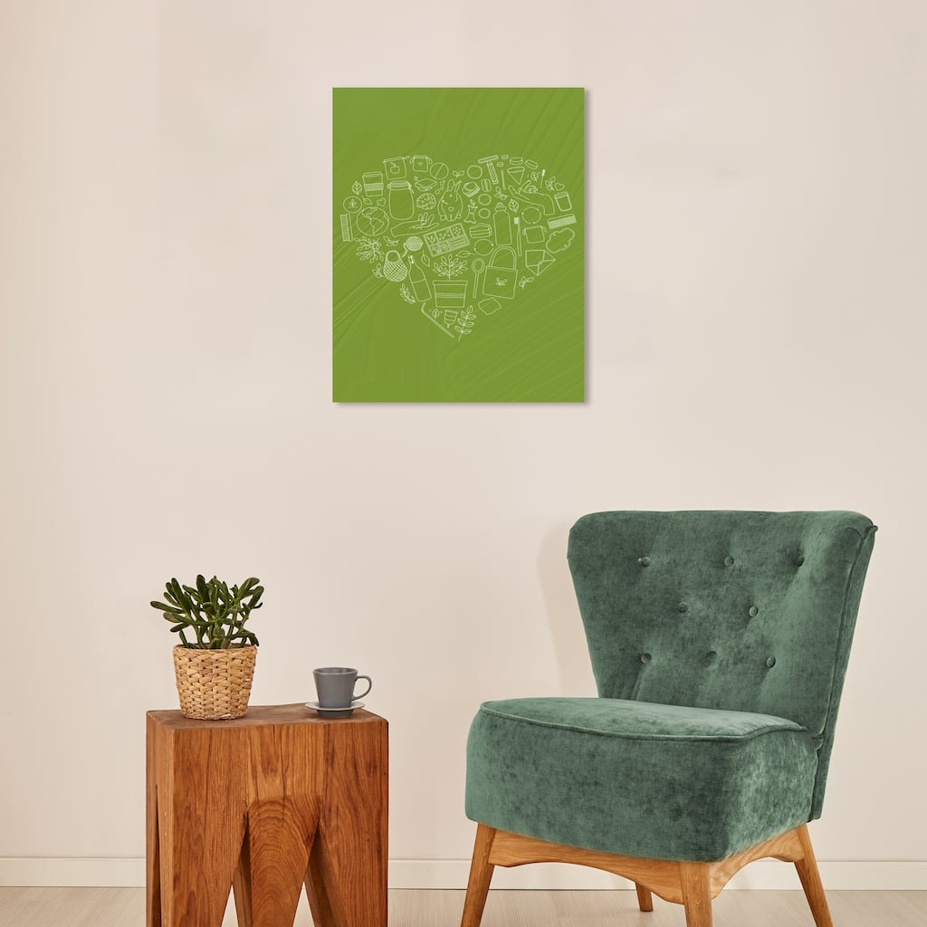 Wynwood Studio Canvas Symbols and Objects Caring my Green Planet Green Modern & Contemporary Wall Art Canvas Print