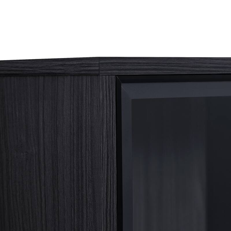 51.2 inch Display Cabinet Bookshelves, Curio Cabinet with Glass Doors & LED Lighting