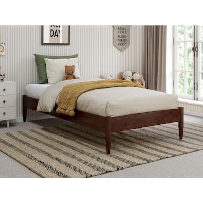 Global Glam Twin Bed Frame - Wood Platform, Walnut Finish, No Box Spring, 600lb Capacity