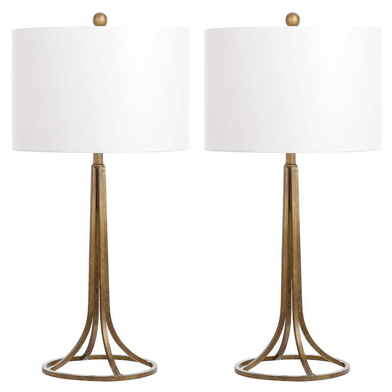 SAFAVIEH Lighting 30-inch McKenna Antique Bronze Table Lamp (Set of 2) - 15"W x 15"D x 30"H