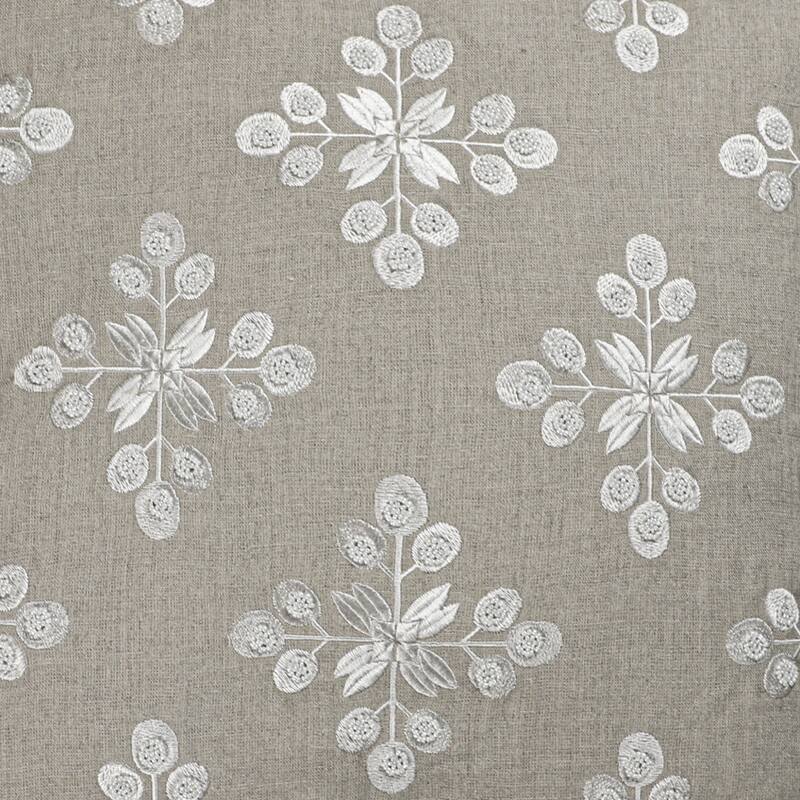 20" Beige and Ivory Throw Pillow with Embroidery