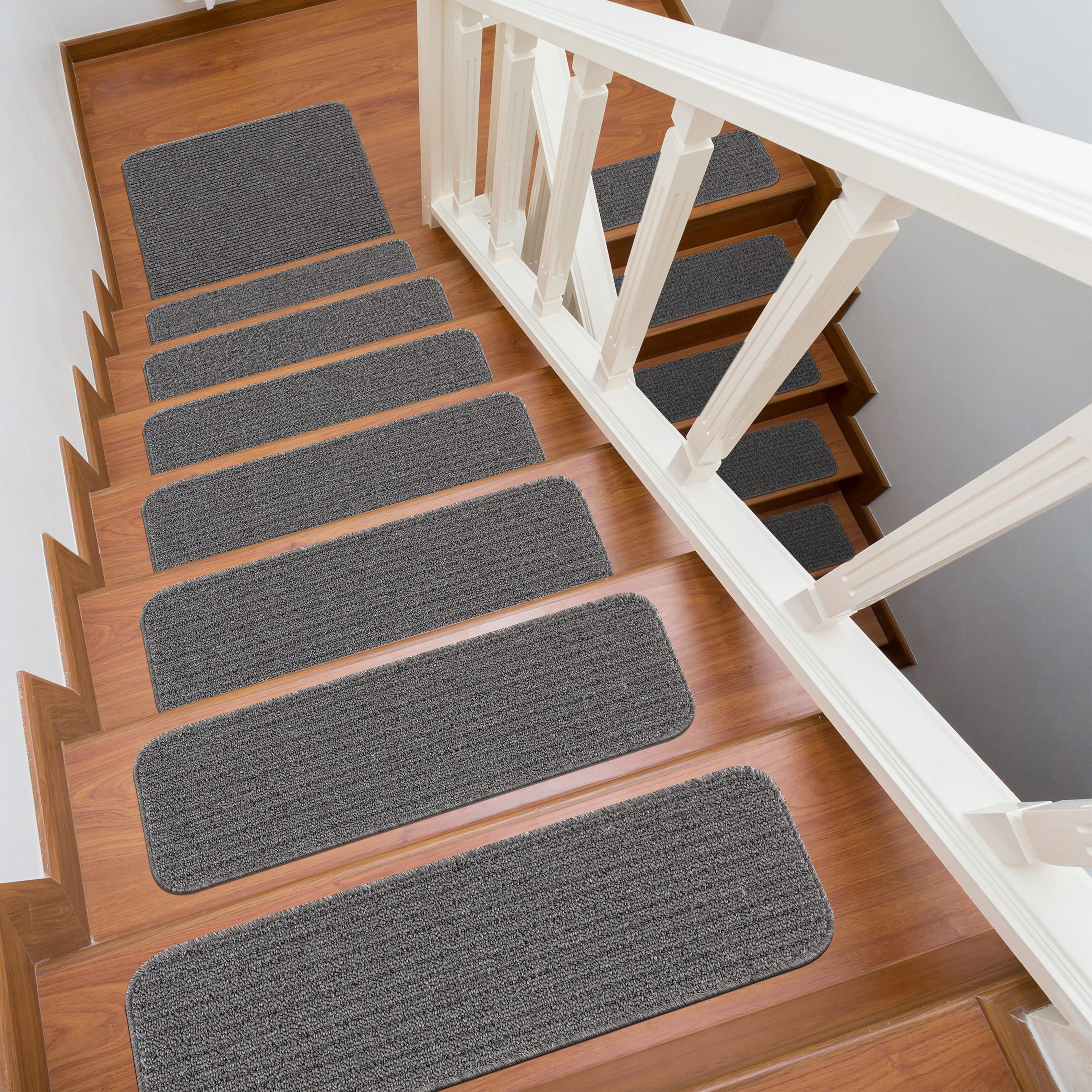 color : Coffee, Size : 45 x 23 cm 15 Set of Stair Pads Step Carpet Non Slip Adhesive Rug/Mat for Stair Tread 