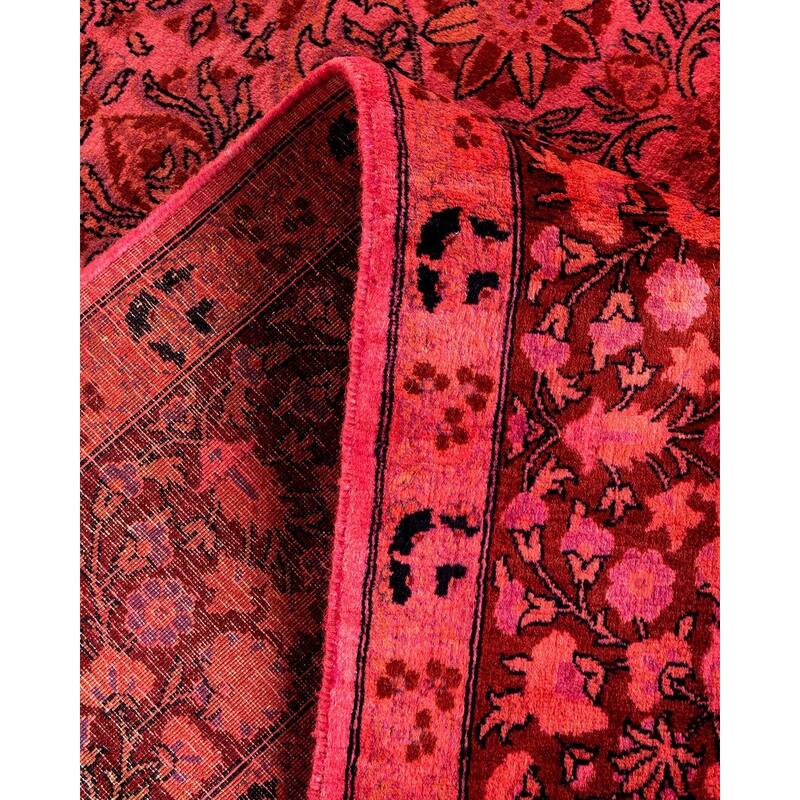 Overton Hand Knotted Wool Vintage Inspired Modern Contemporary Overdyed Pink Area Rug - 6' 2" x 12' 1"