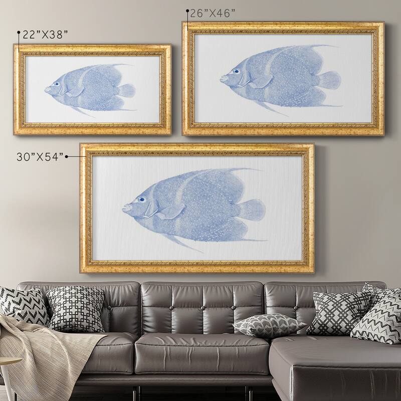Blue & White Tropical Fish V Premium Framed Canvas- Ready to Hang