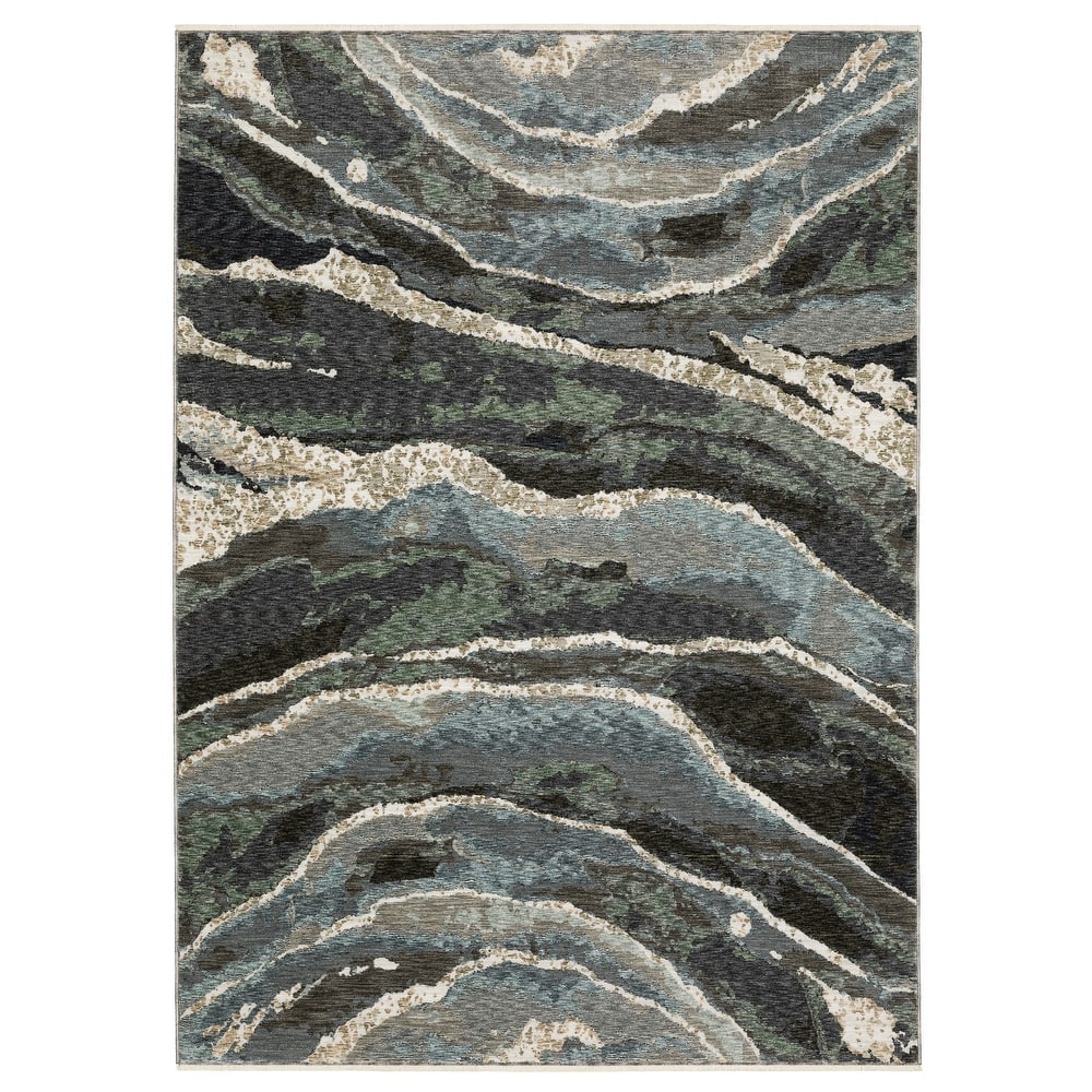 Style Haven Estella Abstract Waves Blue/ Green Area Rug
