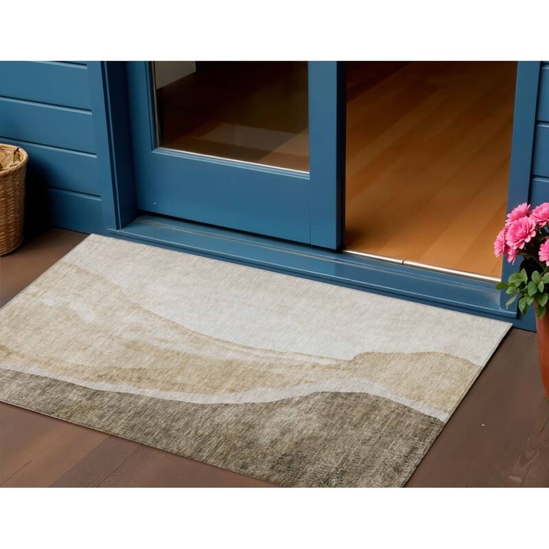 HomeRoots Abstract Transitional Rectangle Outdoor Rug - 3' x 5'