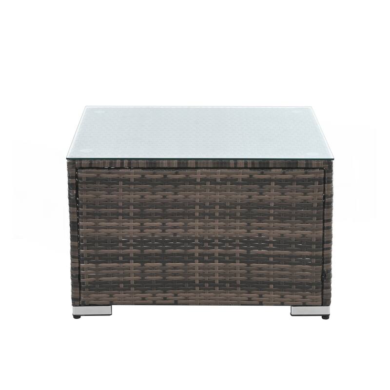 4 Set Wicker Furniture With Tempered Glass Coffee Table