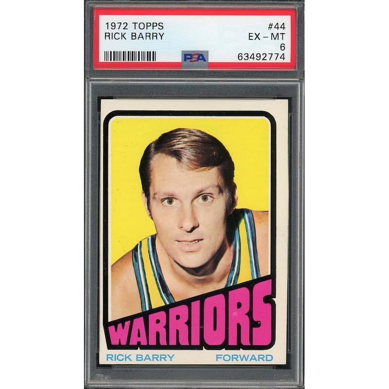 Rick Barry 1972 Topps Basketball Card #44 Graded PSA 6 - 8'6" x 11'6"
