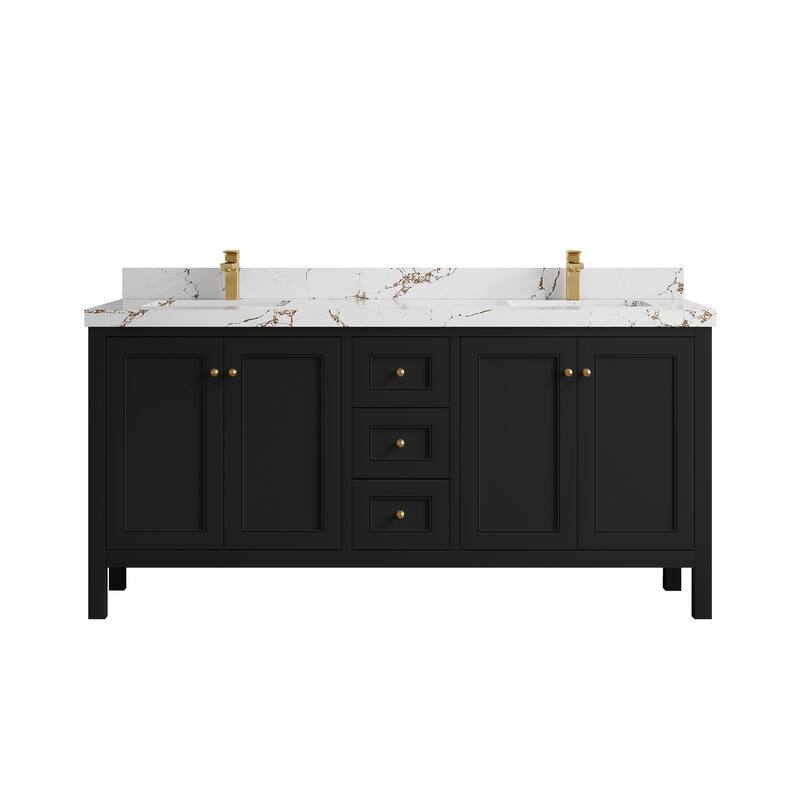 Willow Collections 72 in. W x 22 in. D Nashville Double Bowl Sink Bathroom Vanity with Countertop
