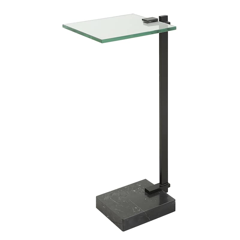 Tempered Glass Top End Accent Table - 23.5" - Black and Clear