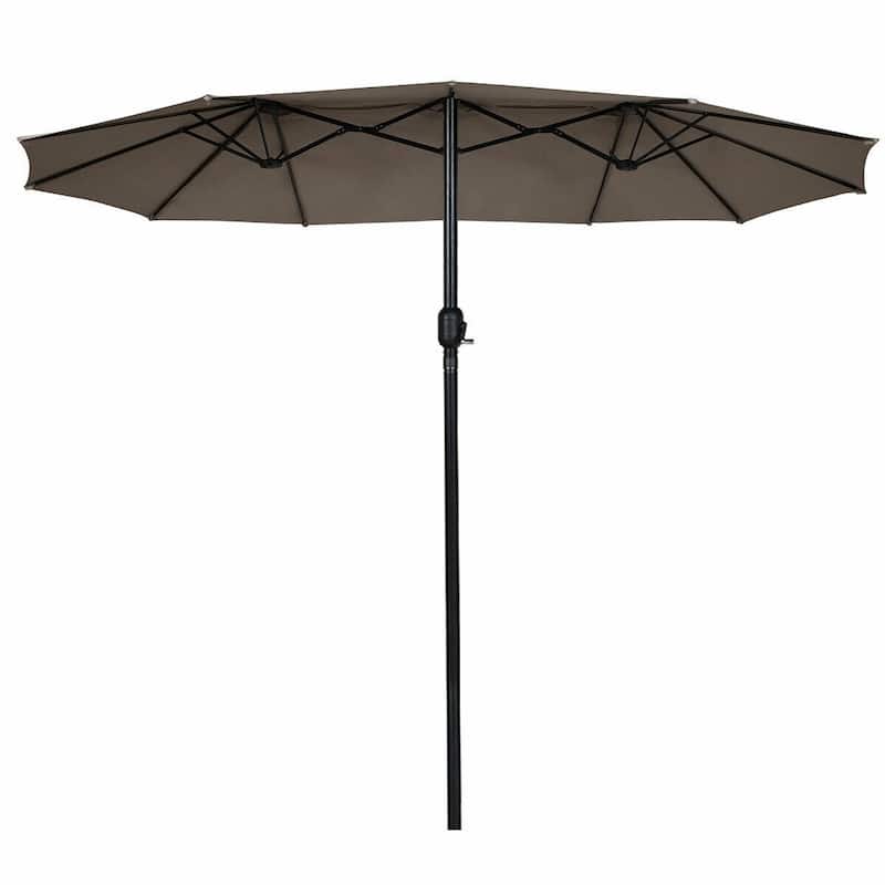 15' Twin Patio Umbrella Double-Sided Outdoor Market Umbrella without Base - 15' x 9.0' x 8' (L x W x H)