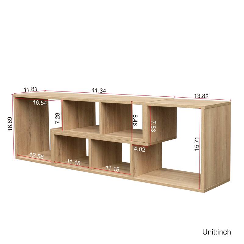 Abstract Living Room Bookcase Double LShaped Low Floor TV Stand with