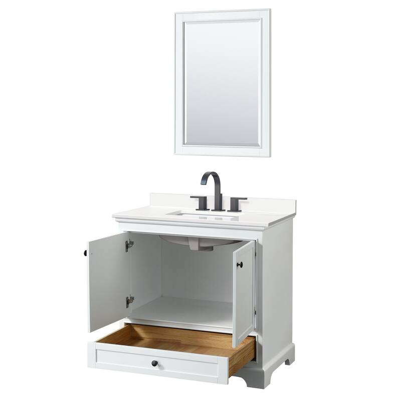 Deborah 36-inch Single Vanity, Quartz Top, 24-inch Mirror