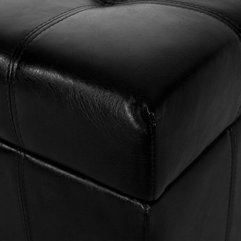 Roomfitters Ottoman Storage Bench, PU Leather Upholstered Footstool with Lift-Top Design, Black