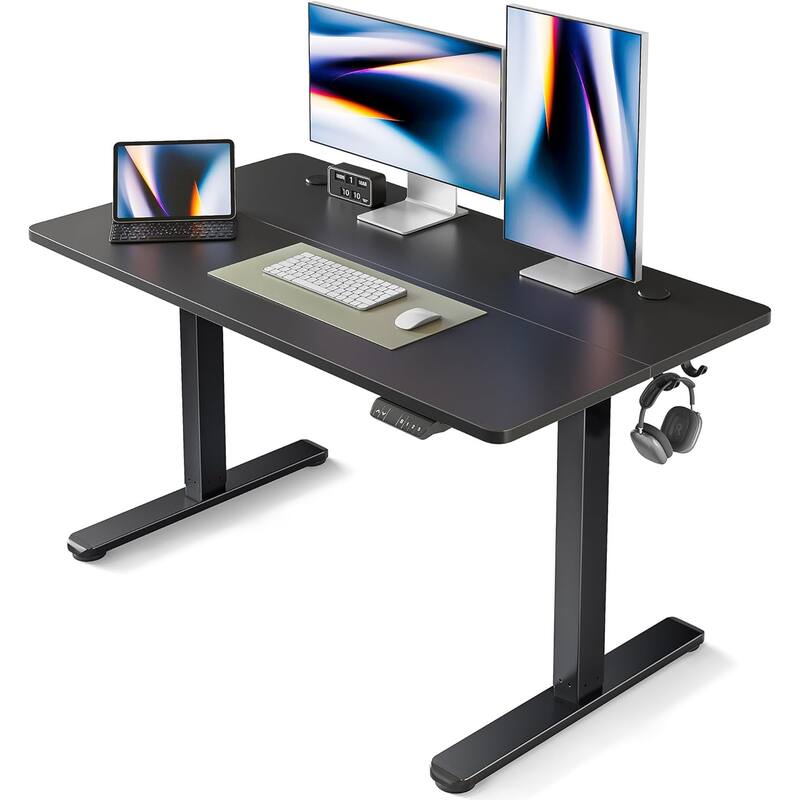 FEZIBO Electric Standing Desk, Height Adjustable Stand up Desk, Sit Stand Home Office Desk, Computer Desk - 24"D x 48"W x 27"H - Black