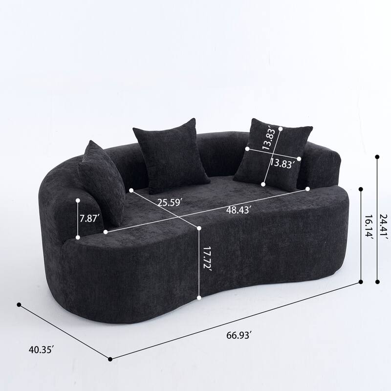 GDFStudio - Crescent-Shaped 67" Chenille Sofa with Self-Inflating Foam and Modular Design