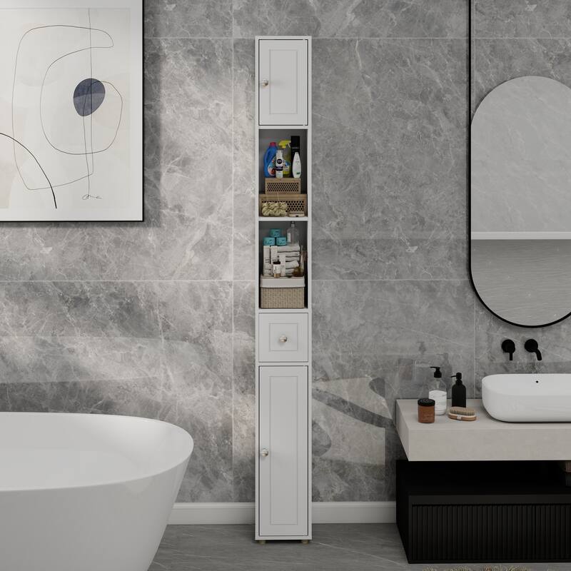 Elegant Storage Cabinet with 2 Doors and 4 Adjustable Shelves Vanity Cabinet Clothes Cabinet Dressing Cabinet for Bathroom
