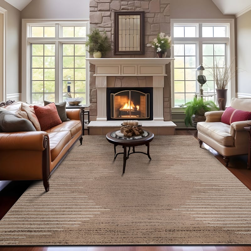Bohemian Stripe Area Rug - 7' 10" x 10' - Beige