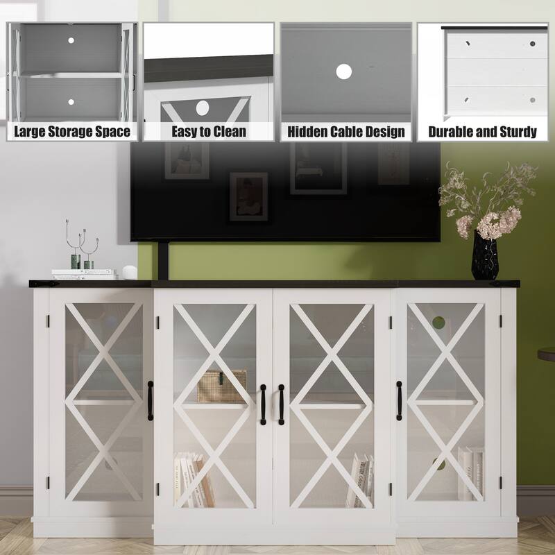 63 inch Farmhouse TV Stand wih Storage