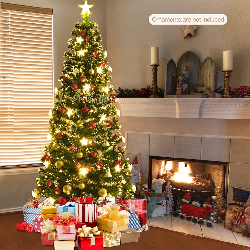 7FT Prelit Fiber Optic Christmas Tree with Warm White Lights