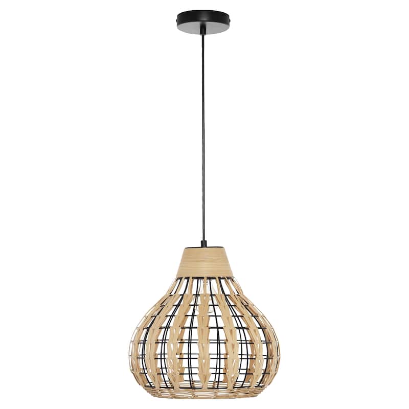 Arlo River of Goods 13-Inch Gourd Shaped Pendant Light with Natural Rattan Shade - 13" x 13" x 15/63" - 13" x 13" x 15/63"