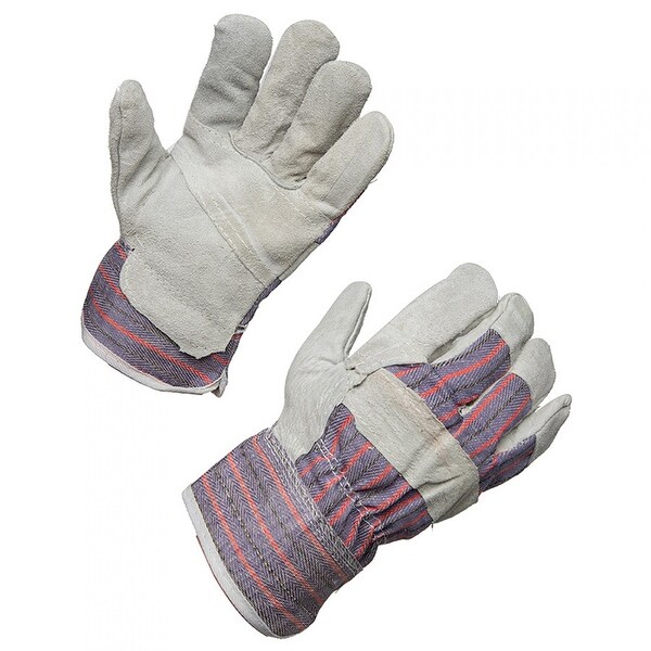 AMMEX 815 Split Cowhide Starched Gauntlet Cuff Work Gloves (Bag of 12 pairs)