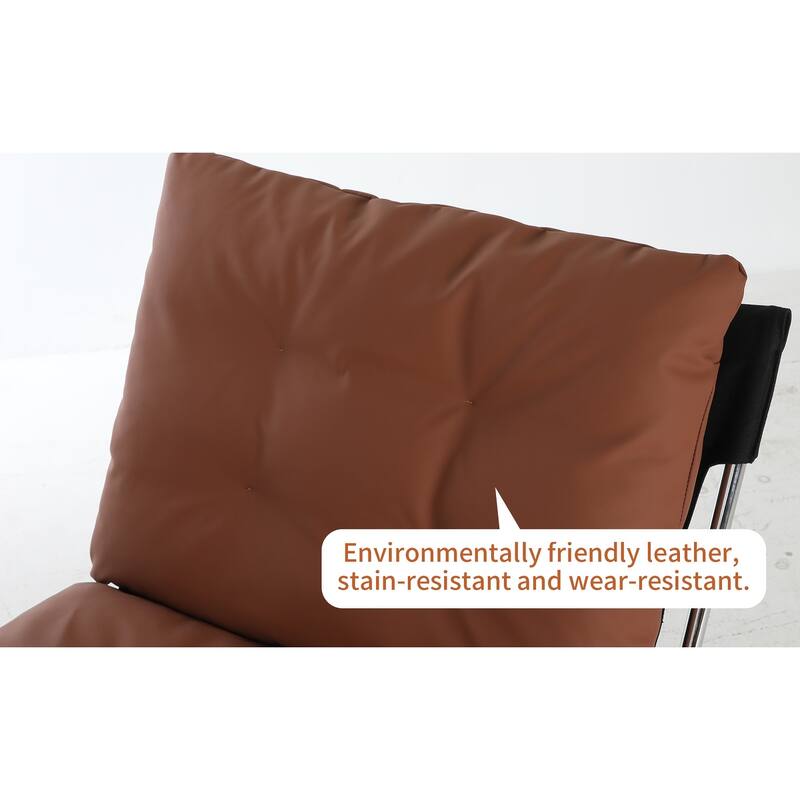 Faux Leather Modern Armchair with High Back, Metal Legs and 350lb Weight Capacity