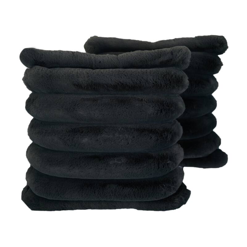 Madrid Collection Ultra Soft Ribbed Faux Fur Throw Pillow