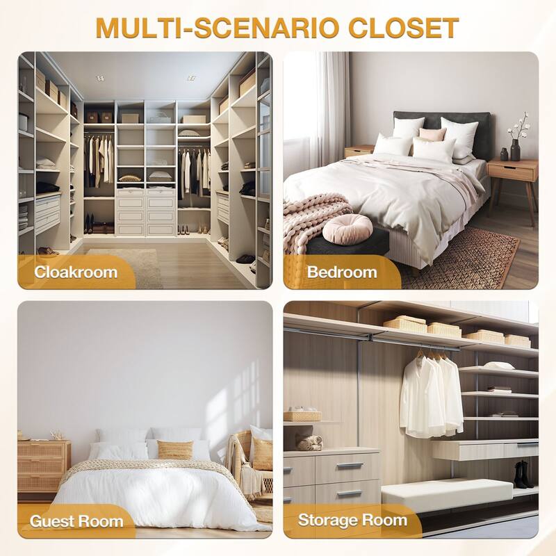 Gymojoy 2 Door Armoire Wardrobe Closet with Drawers, Modern Fluted Bedroom Storage Cabinet