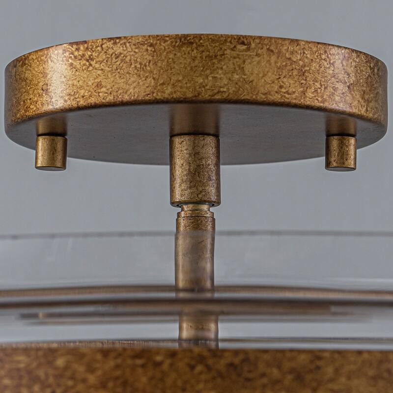 3-Light Semi Flush Mount with Clear Glass