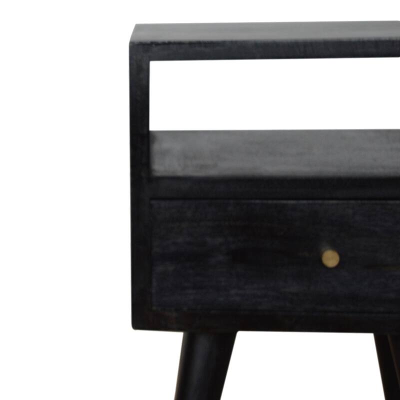 Mid Century Modern Style Drawer Nightstand With Open Shelf,Wooden