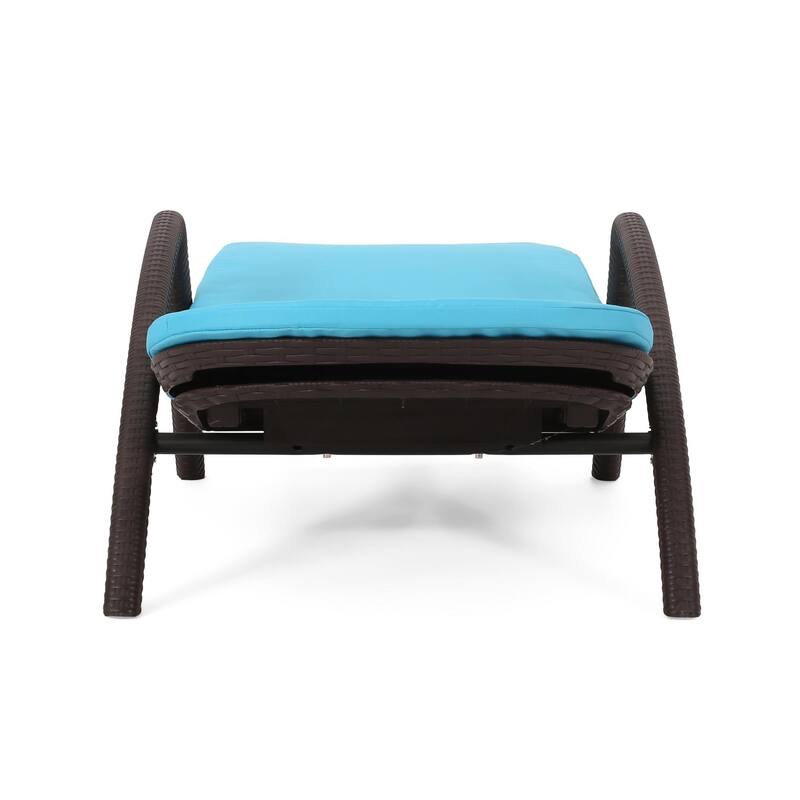 Outdoor polypropylene resin chaise lounge with armrests and cushions