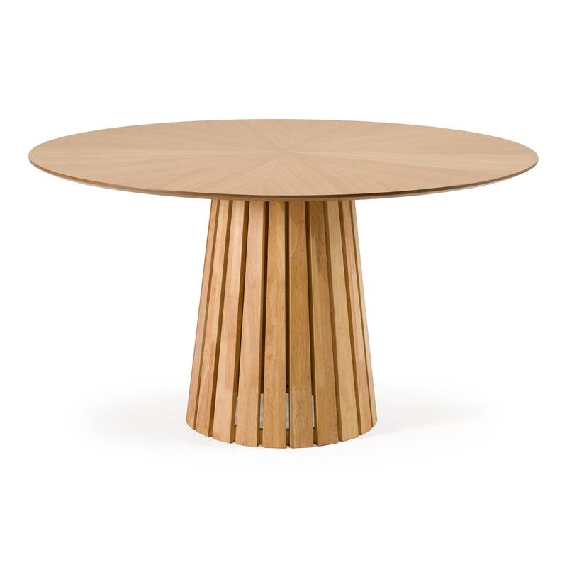 Modrest Weiss Mid-Century Modern Natural Oak Round Dining Table