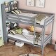 preview thumbnail 16 of 21, Twin Bunk Bed with Bookcase Headboard, Convertible Design, Guardrails & Ladder