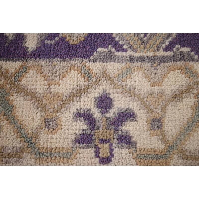 Purple Oushak Oriental Runner Rug Handmade Wool Carpet - 2'6"x 9'9"