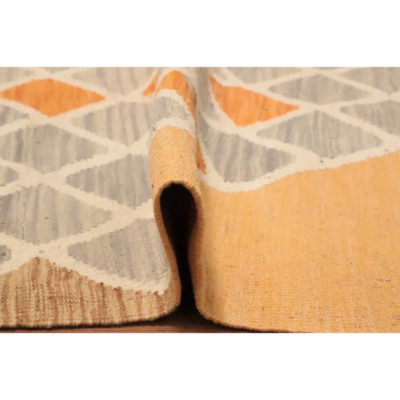 Hand Woven Oriental 100% Wool Carpet Southwestern Tribal Greys & Charcoal Kilim Area Rug - 4' 10'' X 3' 3''