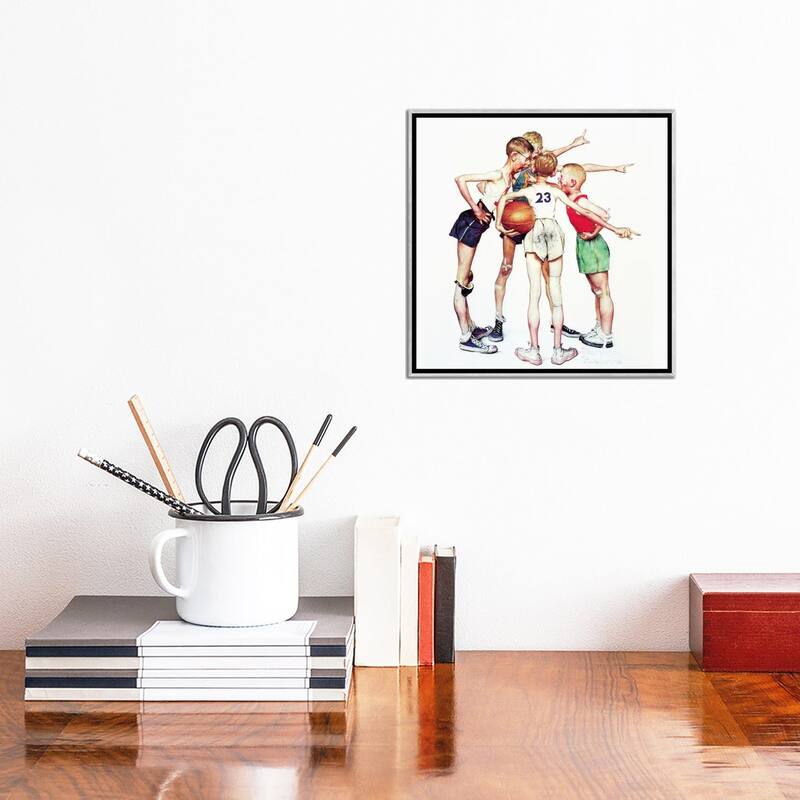 iCanvas "Oh yeah (Four Sporting Boys- Basketball)" by Norman Rockwell Framed