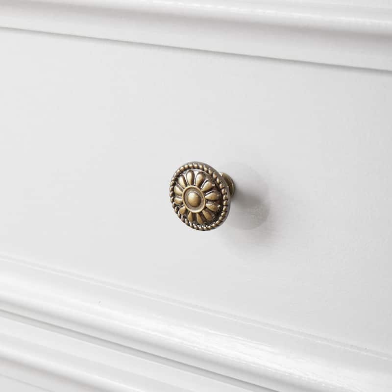 White Farmhouse 5-Drawer Dresser, Stylish Storage Cabinet Solution