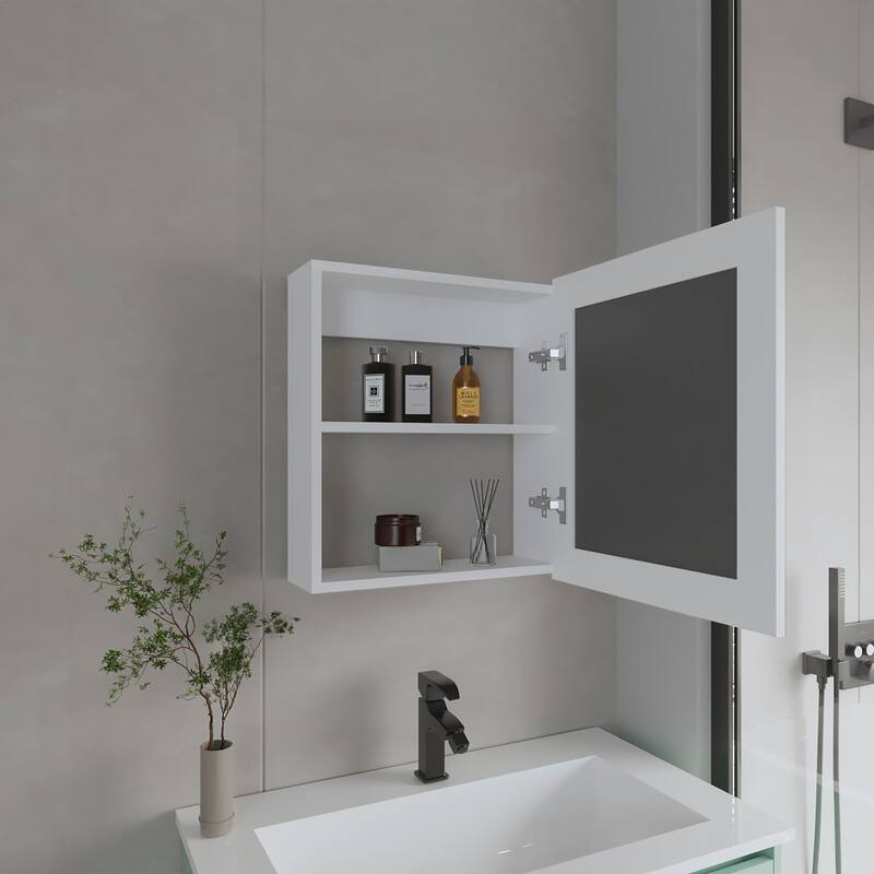 Wall-Mounted Medicine Cabinet - 20.5" H, 18.6" W, Mirrored Door, 2 Shelves, Compact Bathroom Storage