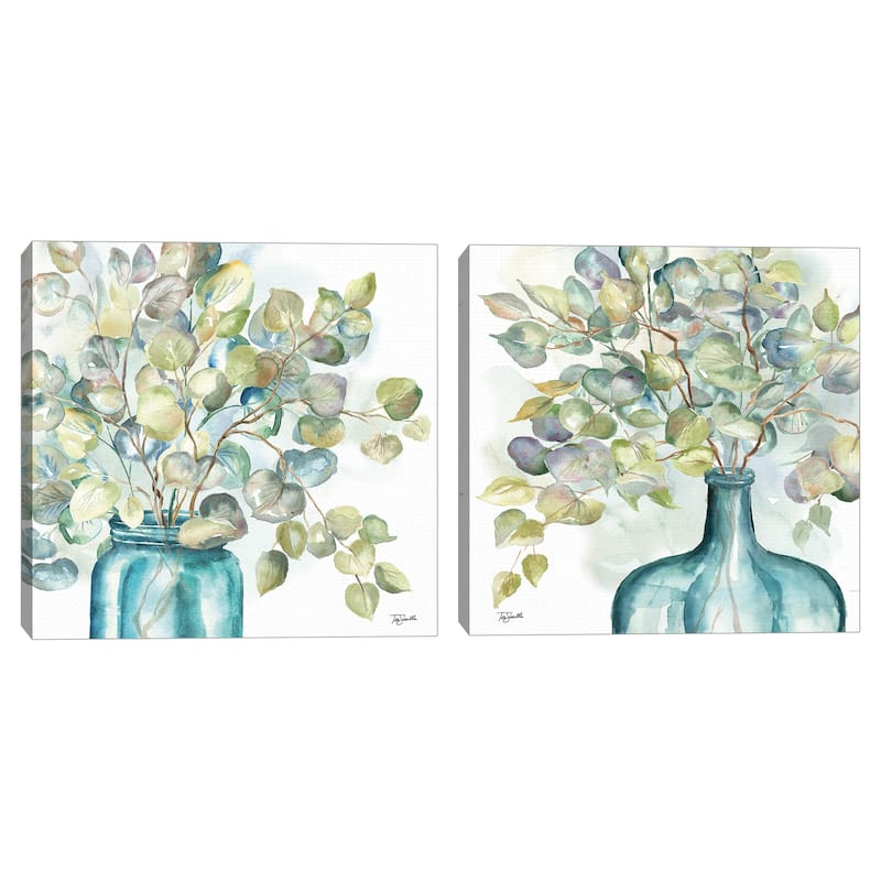 Eucalyptus in Mason Jar II, Eucalyptus in Mason Jar III by Tre Sorelle Studios Canvas Art Prints