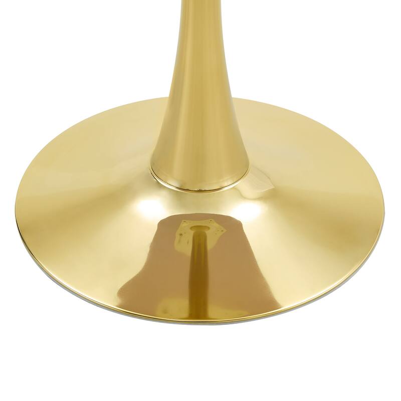 Round Dining Table, 23.6" Circle Tulip Table with Thickened Tabletop & Metal Pedestal