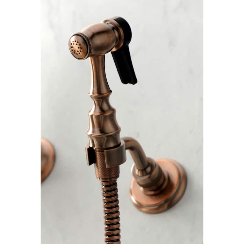 Kingston Brass Heritage 1.8 GPM Wall Mounted Widespread Bridge Kitchen