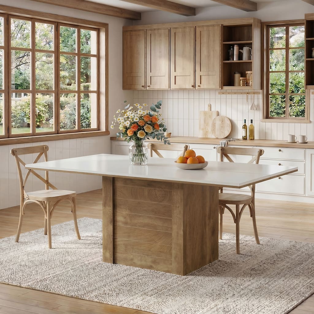 55" Dining Table for 4 to 6 People, Rectangular Kitchen Table
