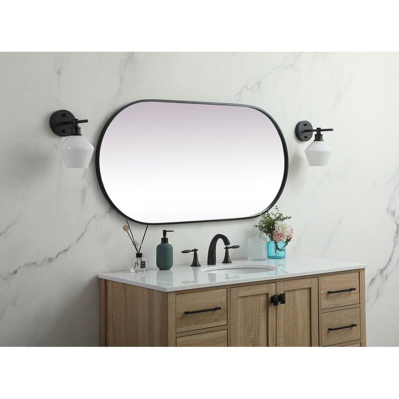 Indigo Home Metal Frame Oval Mirror 24x48 Inch