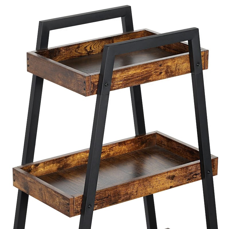 VECELO Modern 4-Tier Corner Ladder Bookshelf Metal & Waterproof MDF Shelves for Living Room Kitchen & Bathroom Corner Bookcase