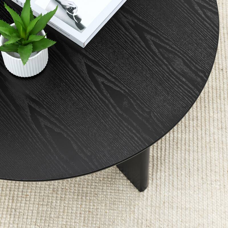 36" Round Wooden Coffee Table for Living Room